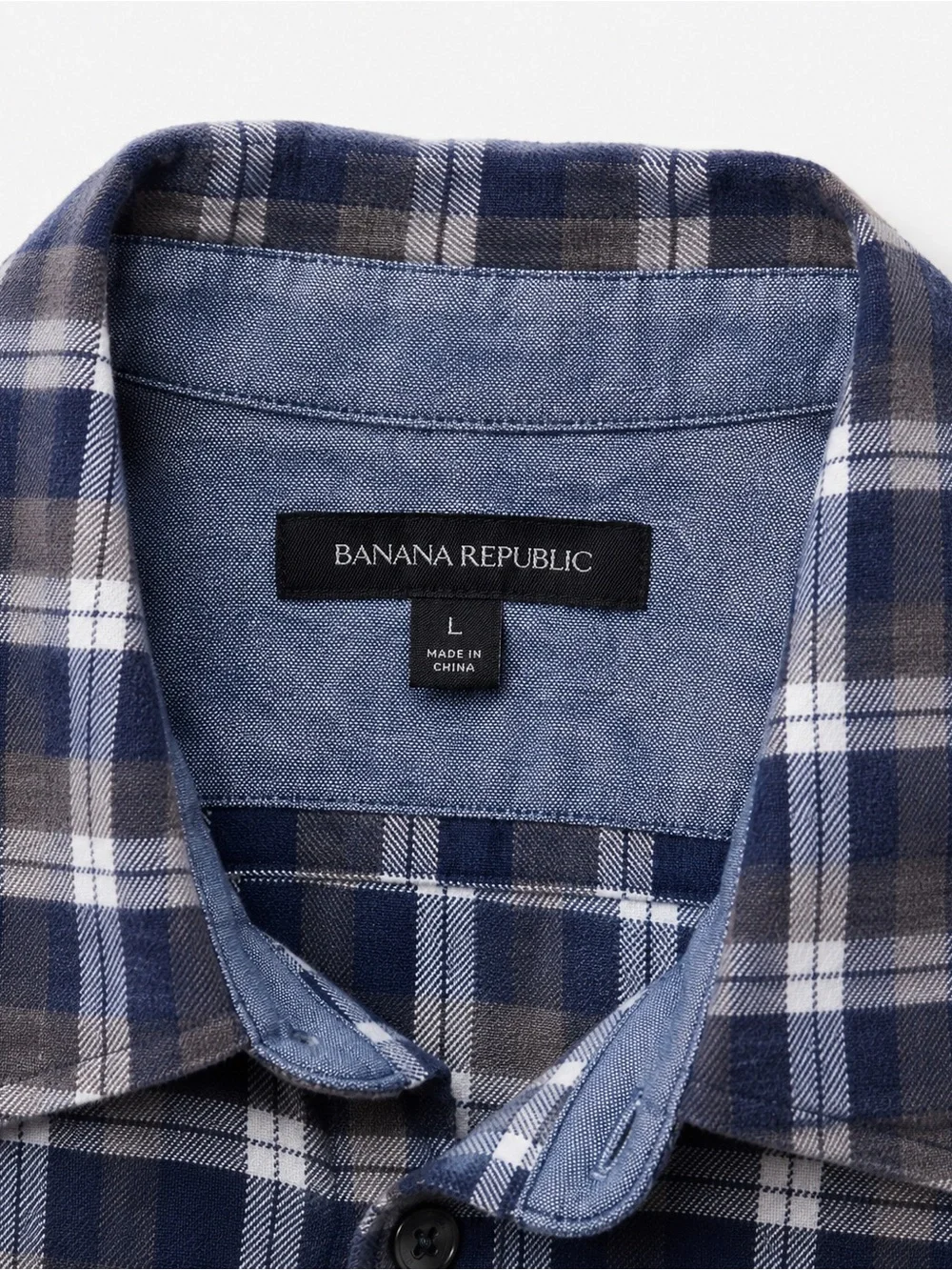 Banana Republic Men's Slim Fit Plaid Cotton Shirt Long Sleeve L